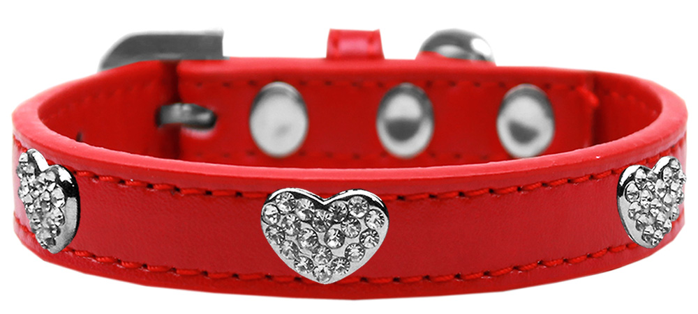 Crystal Heart Dog Collar Red Size 14